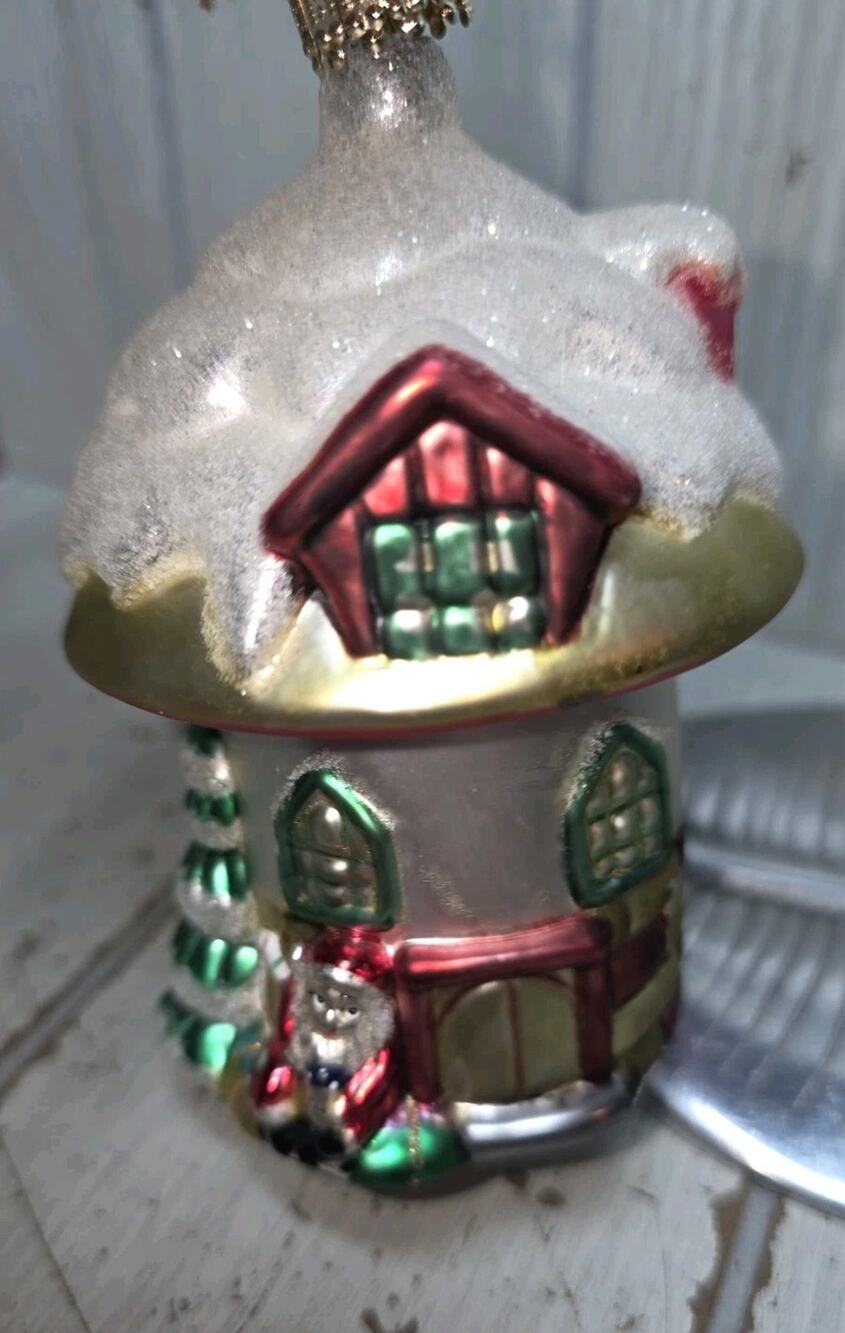 Unique Treasures Hand Crafted Glass Cottage House Collectible Tree Ornament